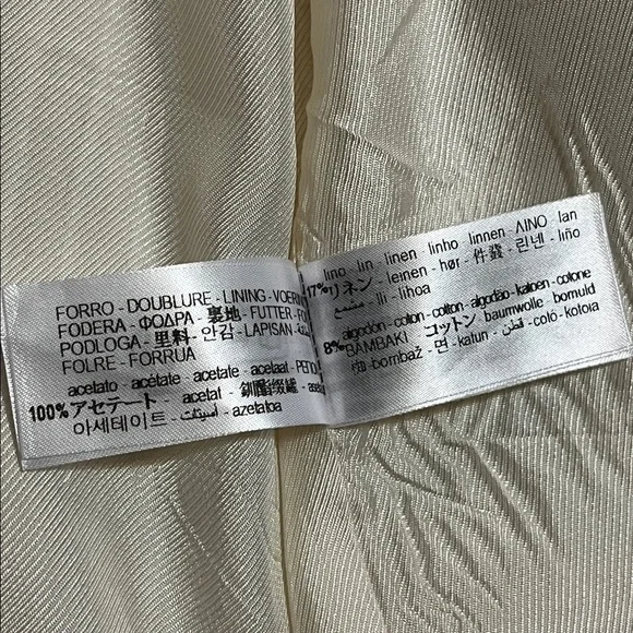 Zara Linen Blend Lightweight Open Front Blazer in Cream Pinstripe Sz Medium - Picture 15 of 16